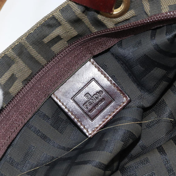 FENDI Zucca Canvas Hand Bag Brown Black Auth 161442
