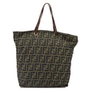 FENDI Zucca Canvas Hand Bag Brown Black Auth 161442-13