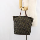 FENDI Zucca Canvas Hand Bag Brown Black Auth 161442-22