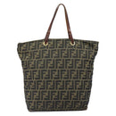 FENDI Zucca Canvas Hand Bag Brown Black Auth 161442-2