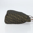 FENDI Zucca Canvas Hand Bag Brown Black Auth 161442-3