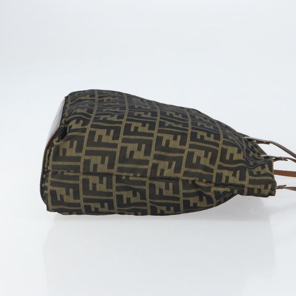 FENDI Zucca Canvas Hand Bag Brown Black Auth 161442