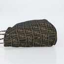 FENDI Zucca Canvas Hand Bag Brown Black Auth 161442-4