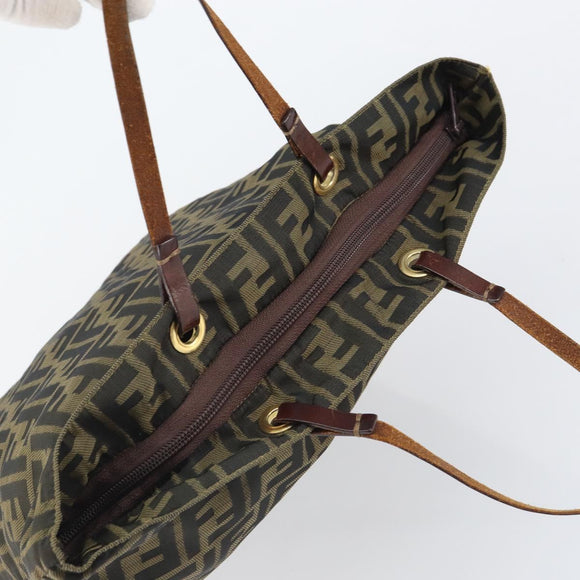 FENDI Zucca Canvas Hand Bag Brown Black Auth 161442