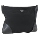 PRADA Shoulder Bag Nylon Black Silver Auth 161445-1