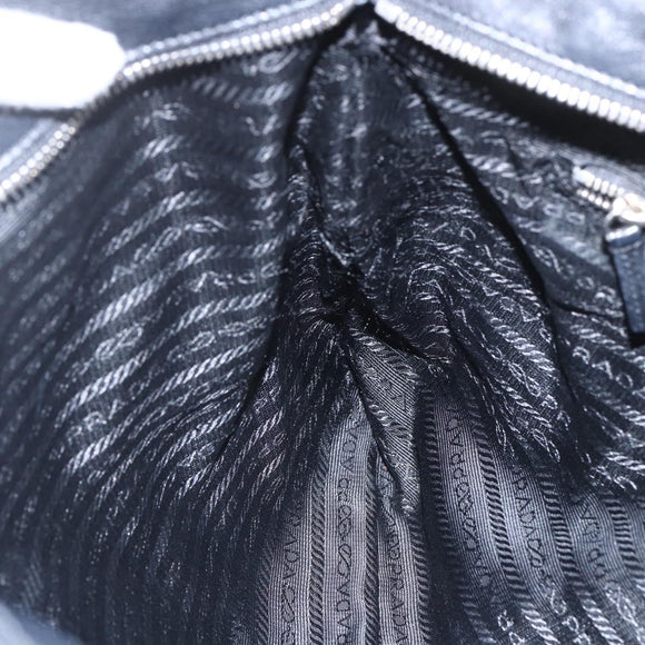 PRADA Shoulder Bag Nylon Black Silver Auth 161445