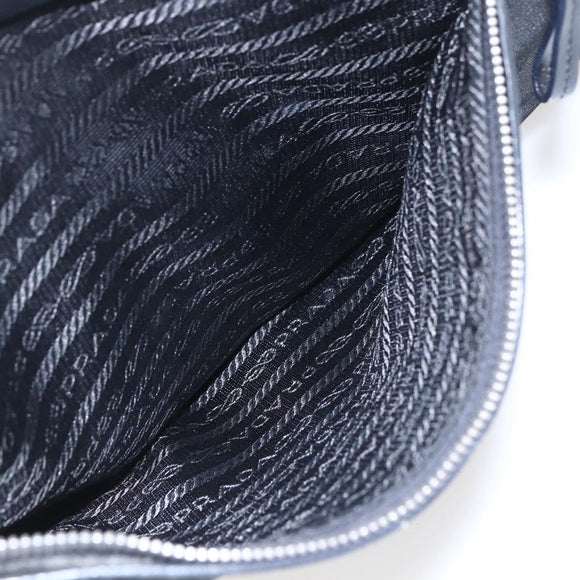 PRADA Shoulder Bag Nylon Black Silver Auth 161445