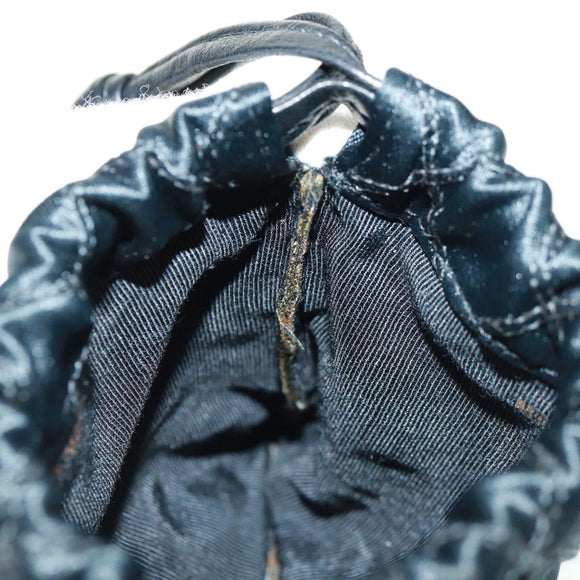 CHANEL Bicolore Pouch Satin Black Gold CC Auth 161448V