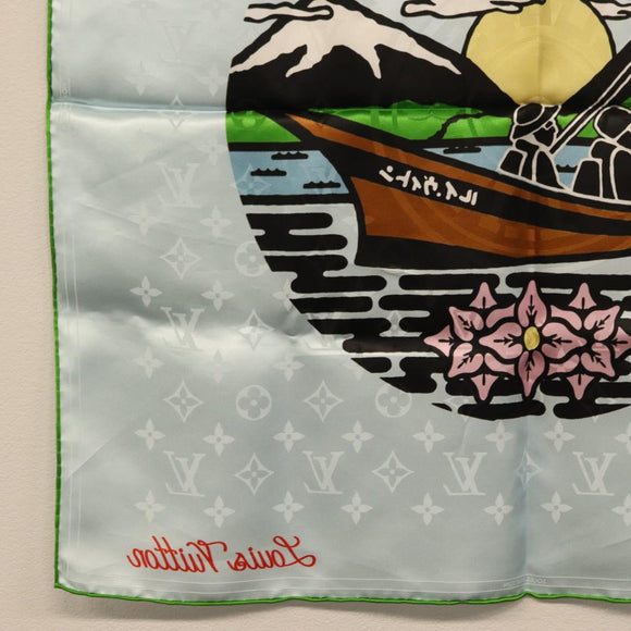 LOUIS VUITTON LV City Stamp Bandana S00 Scarf Light Blue M96939 LV Auth 161456SM