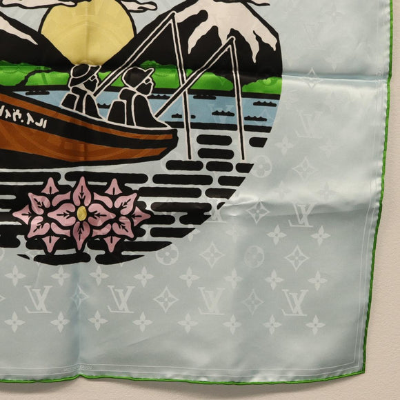 LOUIS VUITTON LV City Stamp Bandana S00 Scarf Light Blue M96939 LV Auth 161456SM