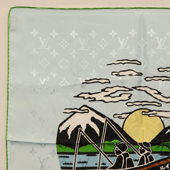 LOUIS VUITTON LV City Stamp Bandana S00 Scarf Light Blue M96939 LV Auth 161456SM