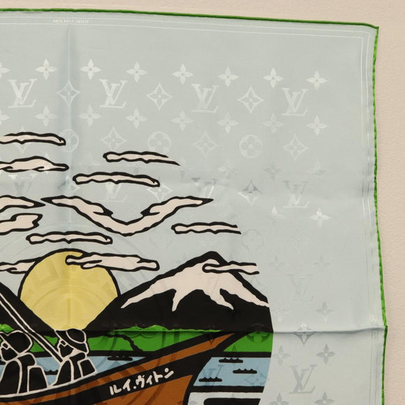 LOUIS VUITTON LV City Stamp Bandana S00 Scarf Light Blue M96939 LV Auth 161456SM