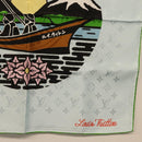 LOUIS VUITTON LV City Stamp Bandana S00 Scarf Light Blue M96939 LV Auth 161456SM-5