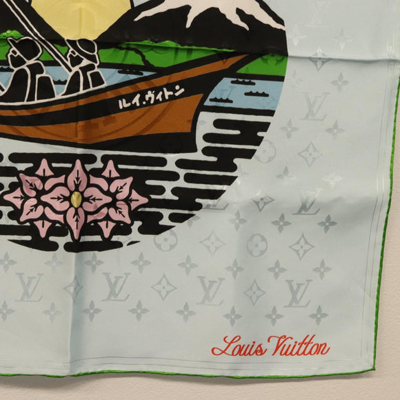 LOUIS VUITTON LV City Stamp Bandana S00 Scarf Light Blue M96939 LV Auth 161456SM
