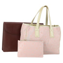 Salvatore Ferragamo Cartier Tote Bag PVC 2 Set Pink Bordeaux Auth 161462-1