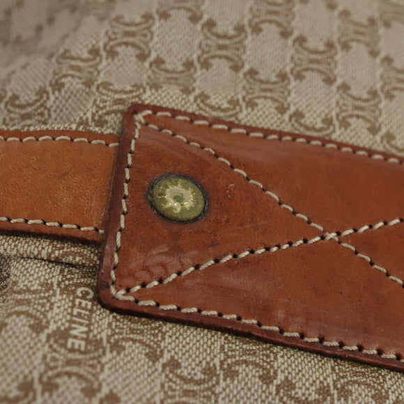 CELINE Macadam Canvas Boston Bag PVC Beige Gold Auth 161463