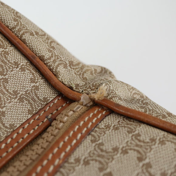 CELINE Macadam Canvas Boston Bag PVC Beige Gold Auth 161463