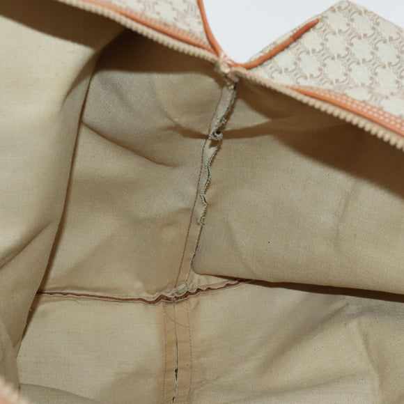 CELINE Macadam Canvas Boston Bag PVC Beige Gold Auth 161463