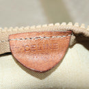 CELINE Macadam Canvas Boston Bag PVC Beige Gold Auth 161463-22