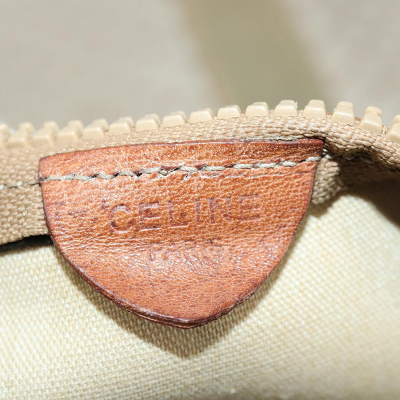 CELINE Macadam Canvas Boston Bag PVC Beige Gold Auth 161463