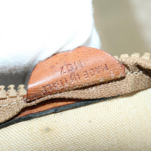 CELINE Macadam Canvas Boston Bag PVC Beige Gold Auth 161463