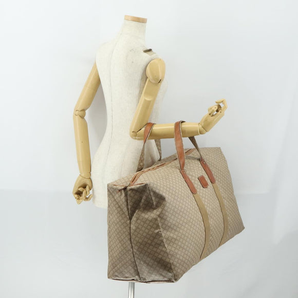 CELINE Macadam Canvas Boston Bag PVC Beige Gold Auth 161463