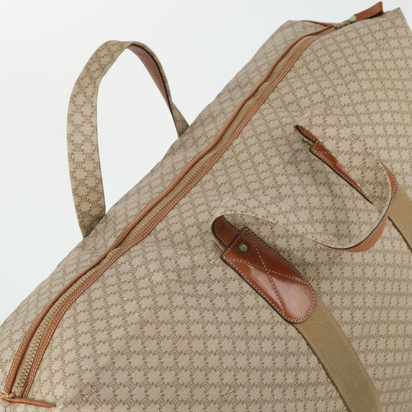 CELINE Macadam Canvas Boston Bag PVC Beige Gold Auth 161463