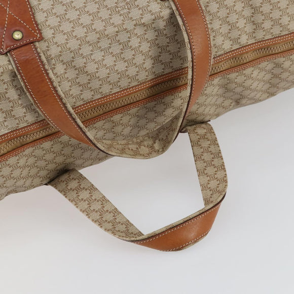 CELINE Macadam Canvas Boston Bag PVC Beige Gold Auth 161463