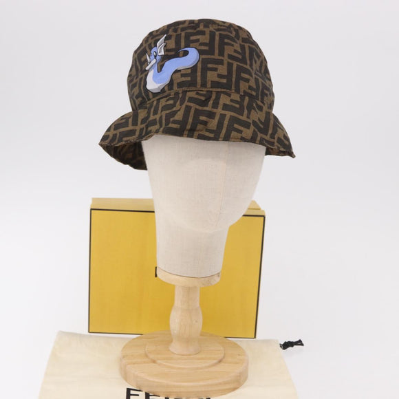FENDI x FRGMT x POKÉMON ZUCCA Canvas Bucket Hat Mini-Dragon Brown Auth 161464SM