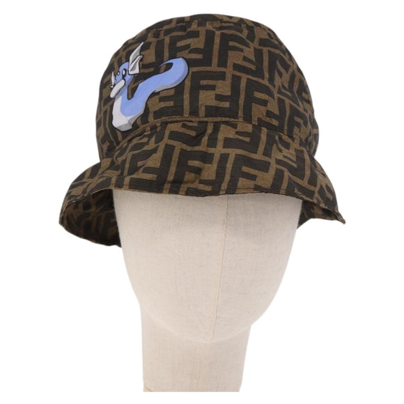 FENDI x FRGMT x POKÉMON ZUCCA Canvas Bucket Hat Mini-Dragon Brown Auth 161464SM