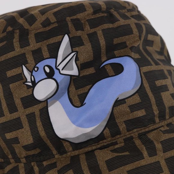 FENDI x FRGMT x POKÉMON ZUCCA Canvas Bucket Hat Mini-Dragon Brown Auth 161464SM