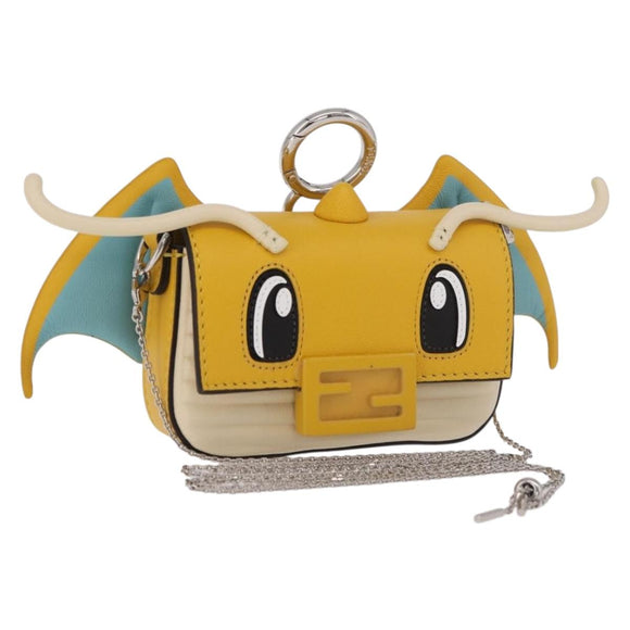 FENDI FRGMT x POKEMON Nano Bucket Bag Leder Gelb Silber Auth 161465SM