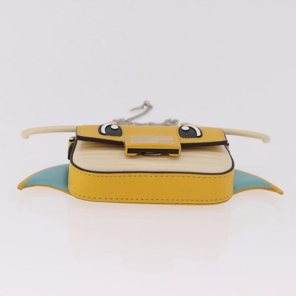 FENDI FRGMT x POKEMON Nano Bucket Bag Leder Gelb Silber Auth 161465SM