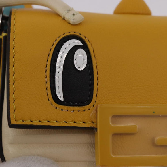 FENDI FRGMT x POKEMON Nano Bucket Bag Leder Gelb Silber Auth 161465SM