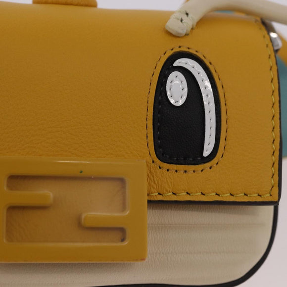 FENDI FRGMT x POKEMON Nano Bucket Bag Leder Gelb Silber Auth 161465SM