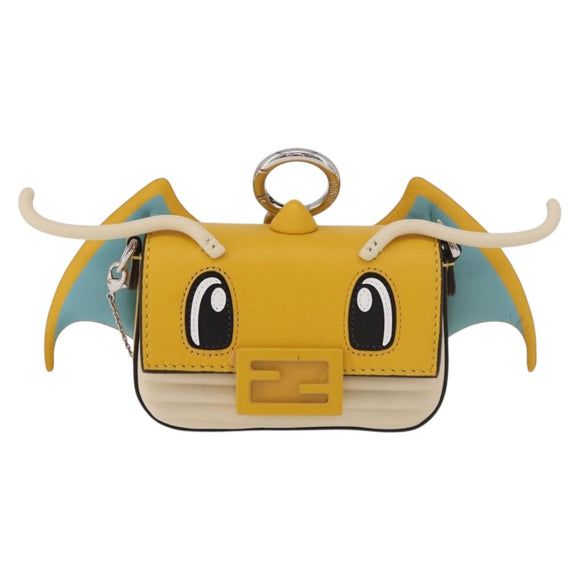 FENDI FRGMT x POKEMON Nano Bucket Bag Leder Gelb Silber Auth 161465SM