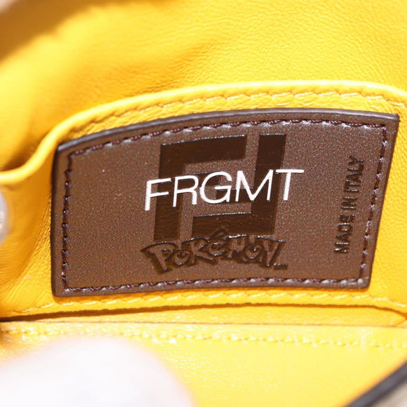 FENDI FRGMT x POKEMON Nano Bucket Bag Leder Gelb Silber Auth 161465SM