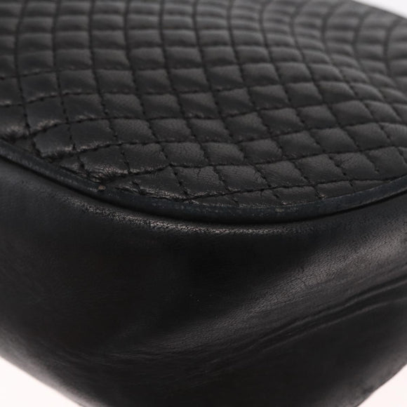 BALLY Chain Shoulder Bag Leather Black Gold Auth 161473