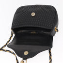 BALLY Chain Shoulder Bag Leather Black Gold Auth 161473-15