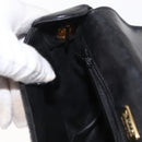 BALLY Chain Shoulder Bag Leather Black Gold Auth 161473-19