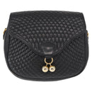 BALLY Chain Shoulder Bag Leather Black Gold Auth 161473-2