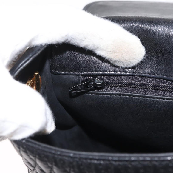 BALLY Chain Shoulder Bag Leather Black Gold Auth 161473