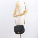 BALLY Chain Shoulder Bag Leather Black Gold Auth 161473-22