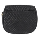 BALLY Chain Shoulder Bag Leather Black Gold Auth 161473-3