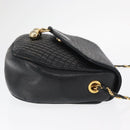 BALLY Chain Shoulder Bag Leather Black Gold Auth 161473-4