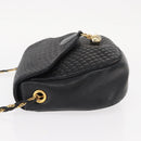 BALLY Chain Shoulder Bag Leather Black Gold Auth 161473-5