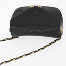 BALLY Chain Shoulder Bag Leather Black Gold Auth 161473-6