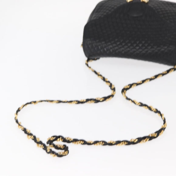 BALLY Chain Shoulder Bag Leather Black Gold Auth 161473