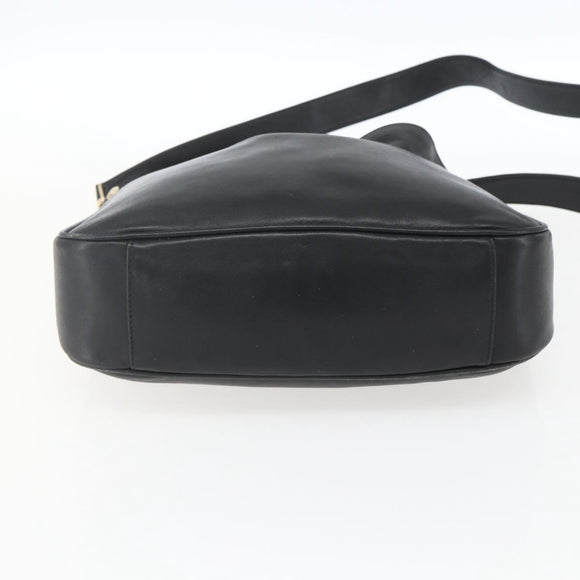 GUCCI Bamboo Hand Bag Leather 2way Black Gold 001 1705 1638 Auth 161481