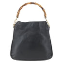 GUCCI Bamboo Hand Bag Leather 2way Black Gold 001 1705 1638 Auth 161481-2